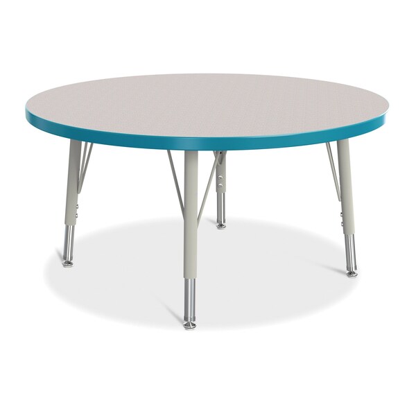 Jonti-Craft Berries Round Activity Table, 36 in. Diameter, E-height, Freckled Gray/Teal/Gray 6488JCE005 - main